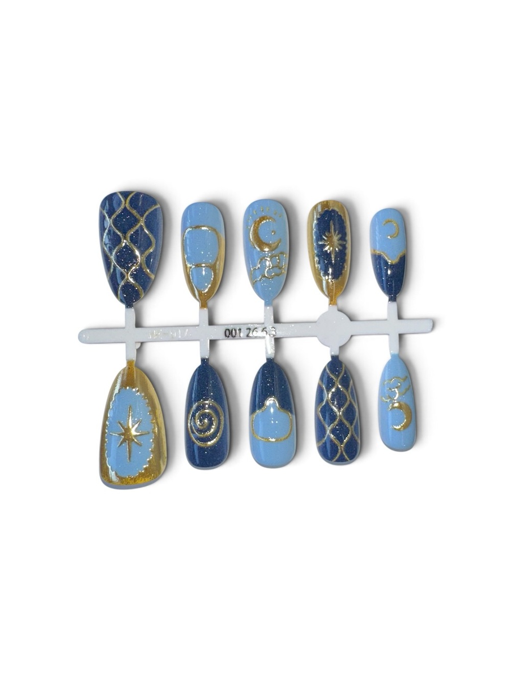Blue & Gold Celestial press on nails